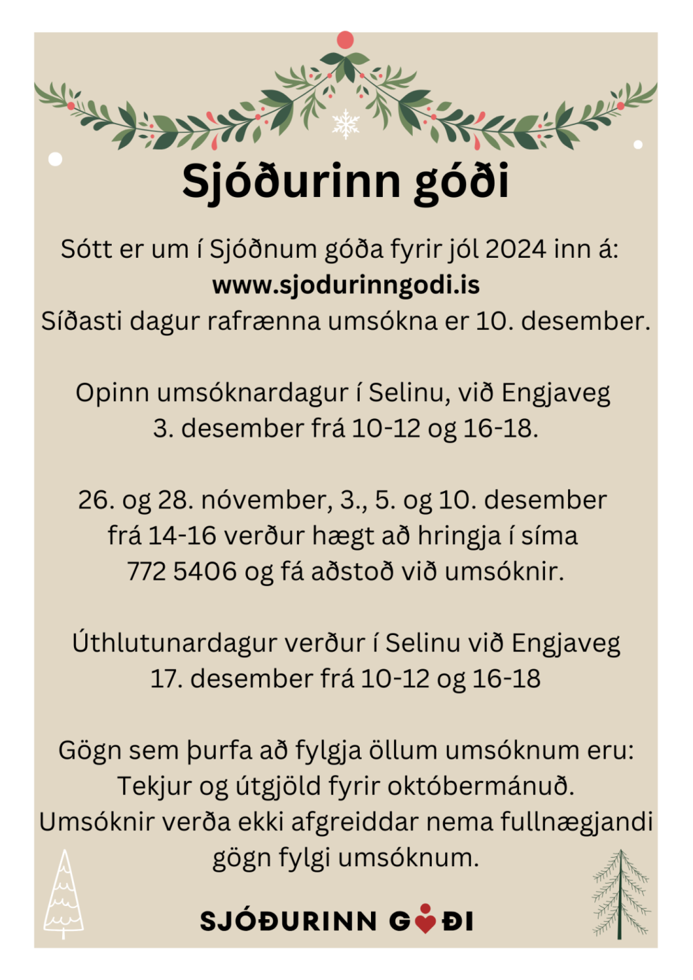 Vegna umsókna fyrir jólin 2024